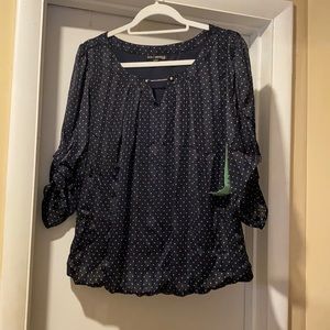 Blue and white polkadotted shirt